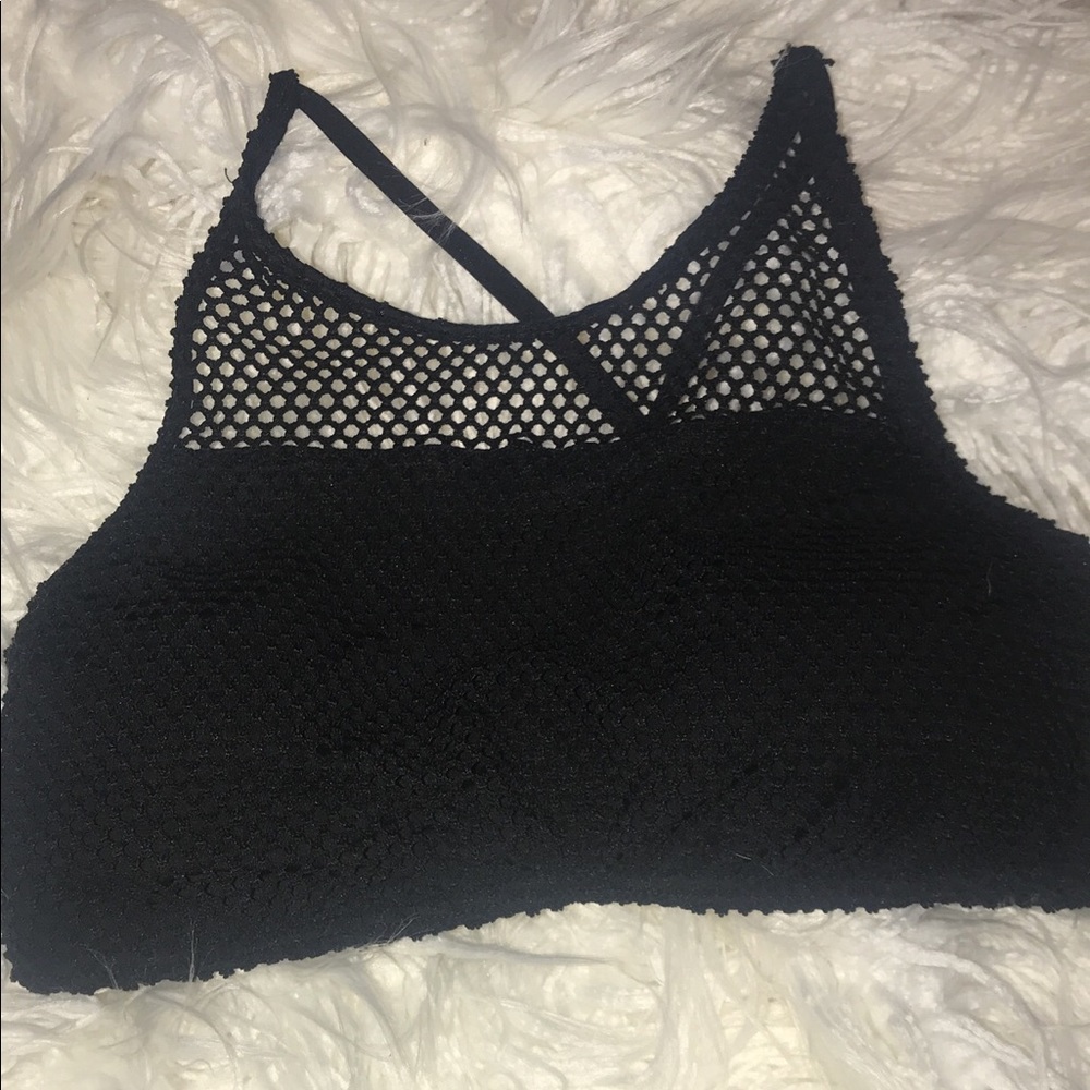 roxy black crochet halter bathing suit top